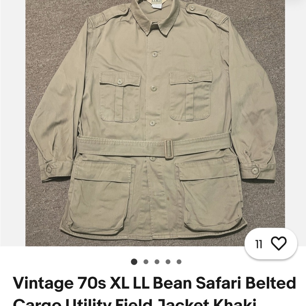 Vintage L.L Bean Khaki Utility Jacket with Belt